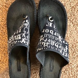 Burberry Navy blue and white wedges